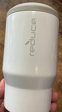 Reduce Vacuum Insulated Drink Cooler Can/Bottle Koozie 14oz White Gray Trim
